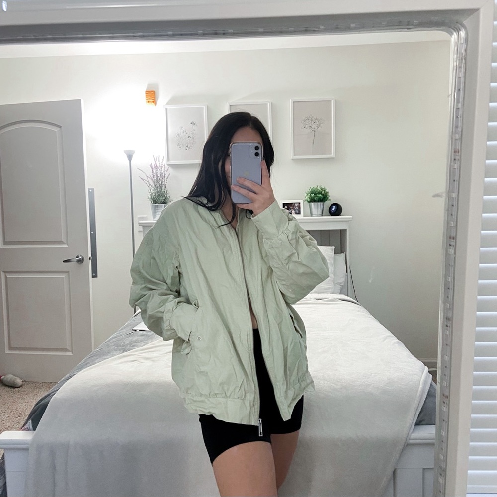 Urban Outfitters Muted Tan Oversized Zip Up Canvas Jacket